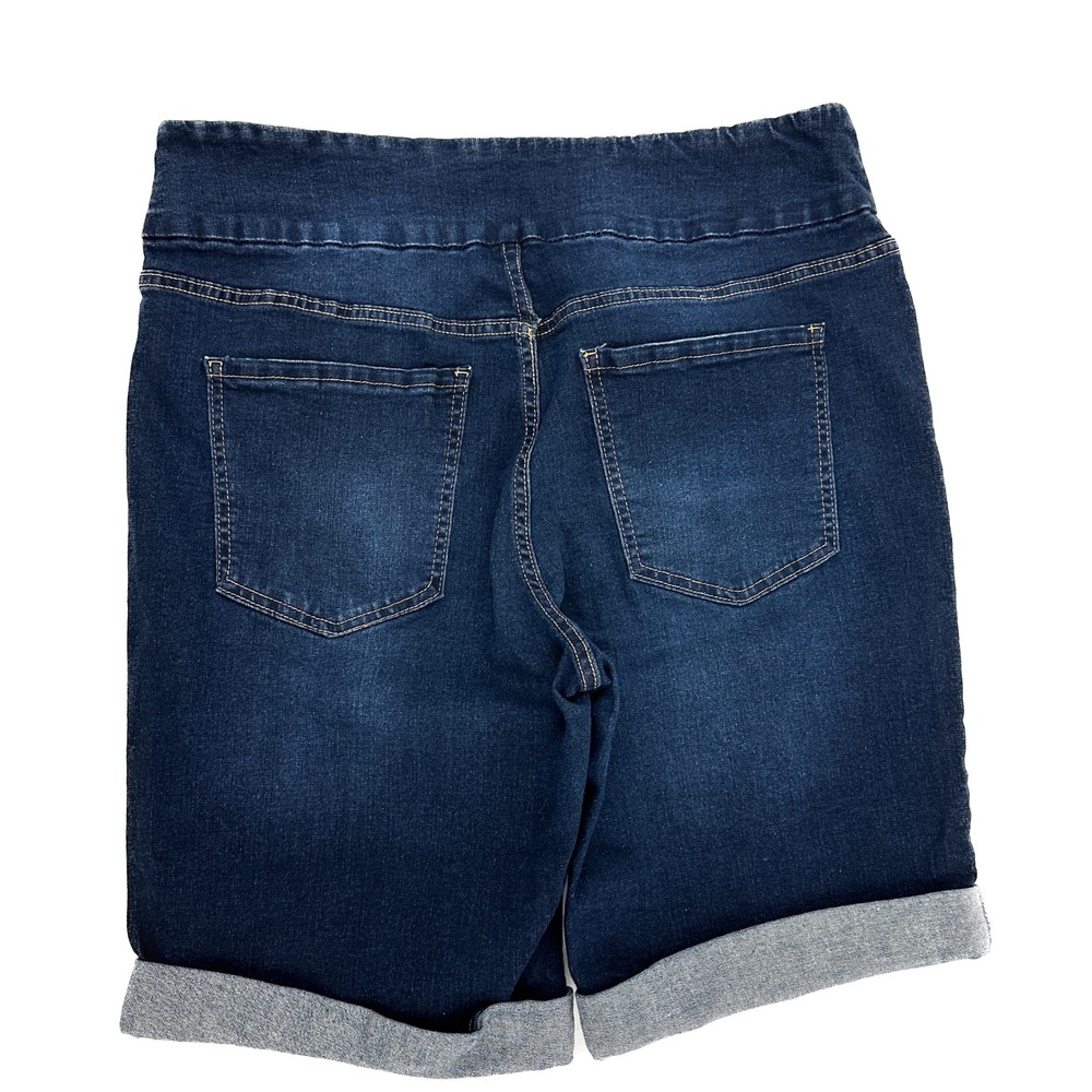 Terra & Sky Pull On Cuffed Bermuda Women's size 0X 14W Dark Blue Denim Shorts - Picture 4 of 4